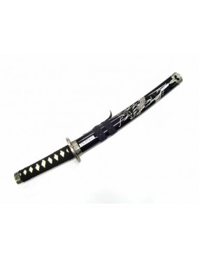 RIPRODUZIONE ORNAMENTALE KATANA TANTO BLACK INTARSIATO [ZS574C-NERO]