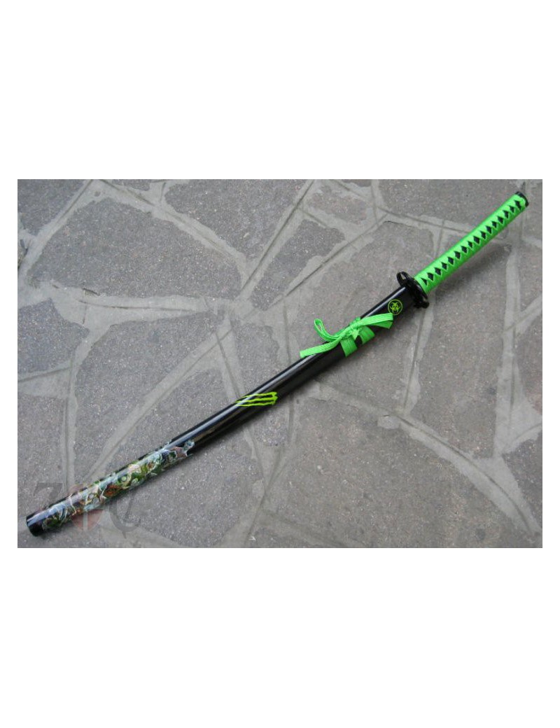 PELÍCULA DE KATANA ZONBI DE REPRODUCCIÓN ORNAMENTAL CON EL LOGOTIPO DE BIOHAZARD Y EFECTO SANGRE VERDE EN LA HOJA [ZS5751]