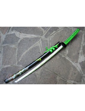 ORNAMENTAL REPRODUCTION KATANA ZONBI FILM MIT BIOHAZARD LOGO UND GRÜNBLUTEFFEKT AUF DIE KLINGE [ZS5751] 2