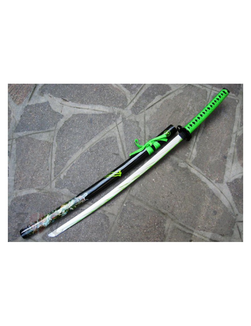PELÍCULA DE KATANA ZONBI DE REPRODUCCIÓN ORNAMENTAL CON EL LOGOTIPO DE BIOHAZARD Y EFECTO SANGRE VERDE EN LA HOJA [ZS5751]
