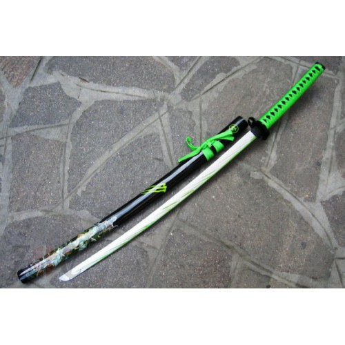 PELÍCULA DE KATANA ZONBI DE REPRODUCCIÓN ORNAMENTAL CON EL LOGOTIPO DE BIOHAZARD Y EFECTO SANGRE VERDE EN LA HOJA [ZS5751]