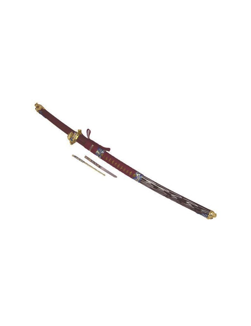 RIPRODUZIONE ORNAMENTALE KATANA CON FERMA CAPELLI E MINI COLTELLO INCORPORATI [GD-037R]