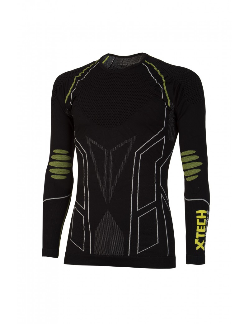 THERMISCHES SHIRT X TECH PREMIUM RUNDER HALS VON +10 BIS -30 FARBE SCHWARZE [MAGLIA PREMIUM]