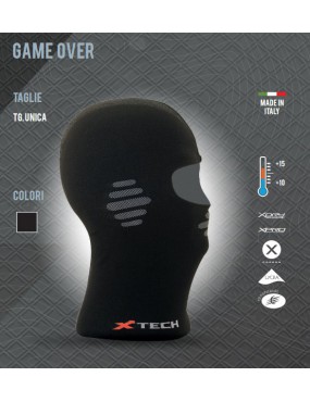 XTECH BALACLAVA TÉRMICA GAME OVER DE +15 A -10 COR PRETA TAMANHO ÚNICO [SOTTOCASCO GAME OVER NERO]