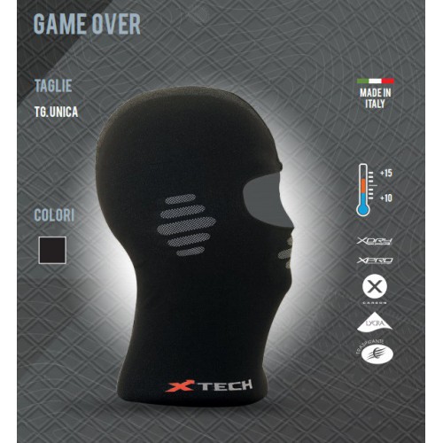 XTECH BALACLAVA TÉRMICA GAME OVER DE +15 A -10 COR PRETA TAMANHO ÚNICO [SOTTOCASCO GAME OVER NERO]