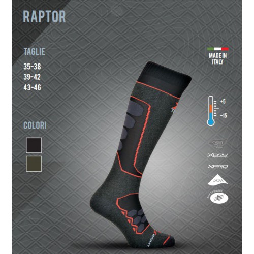 XTECH CHAUSSETTE TECHNIQUE NOIRE RAPTOR DU -5 AU +10 [CALZA RAPTOR NERO]