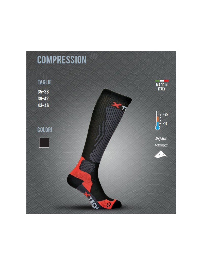XTECH CHAUSSETTE THERMIQUE COMPRESSION DE -5°C A +25°CA COMPRESSION NERO]