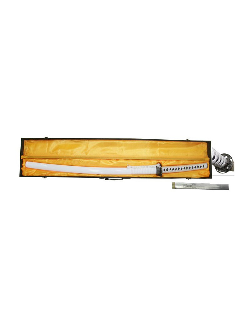 ORNAMENTAL REPRODUCTION WHITE LUXURY KATANA WITH RIGID CASE [P7029]