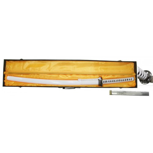 ORNAMENTAL REPRODUCTION WHITE LUXURY KATANA WITH RIGID CASE [P7029]