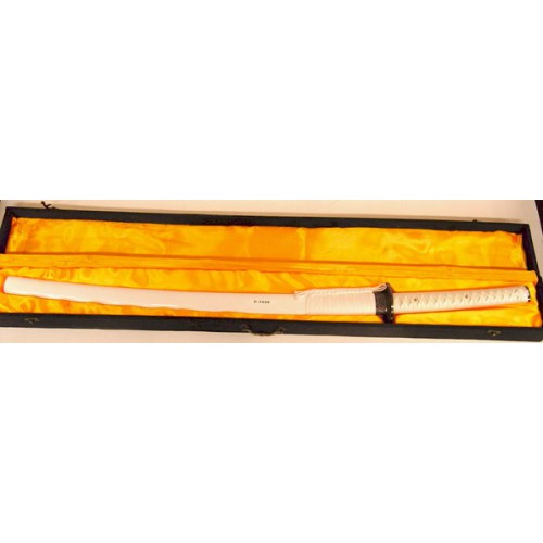 ORNAMENTAL REPRODUCTION WHITE LUXURY KATANA WITH RIGID CASE [P7029]