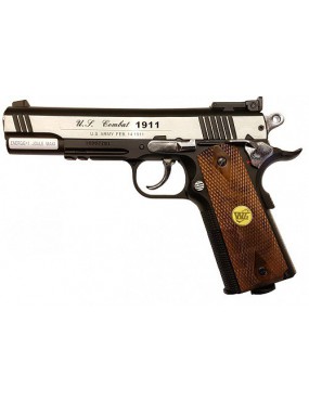 WIN GUN PISTOLA BLOWBACK CO2 PRETO/PRATA E MADEIRA SINTÉTICA [C 601W]