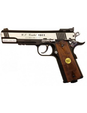 WIN GUN BLOWBACK CO2 PISTOL BLACK/SILVER GRIP AND SYNTHETIC WOOD [C 601W]