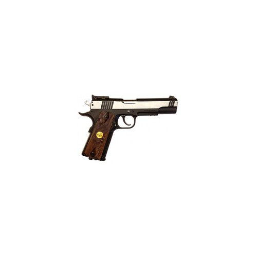 WIN GUN PISTOLA BLOWBACK CO2 PRETO/PRATA E MADEIRA SINTÉTICA [C 601W]