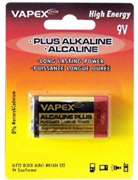 BATTERIE ALCALINE PLUS 9V VAPEX [VP9V]