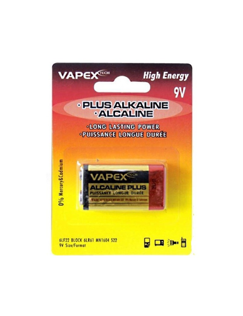 ALKALINE BATTERY PLUS 9V VAPEX [VP9V]