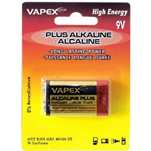 ALKALINE BATTERY PLUS 9V VAPEX [VP9V]