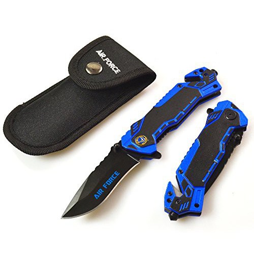 COUTEAU PLIANT '' AIR FORCE '' ALBAINOX AVEC CHAÎNE + PLAQUE ET ÉTUI [19435]