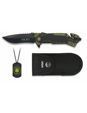 ALBAINOX COLTELLO RICHIUDIBILE ''ARMY'' CON CATENA+TARGHETTA E CUSTODIA [19436]