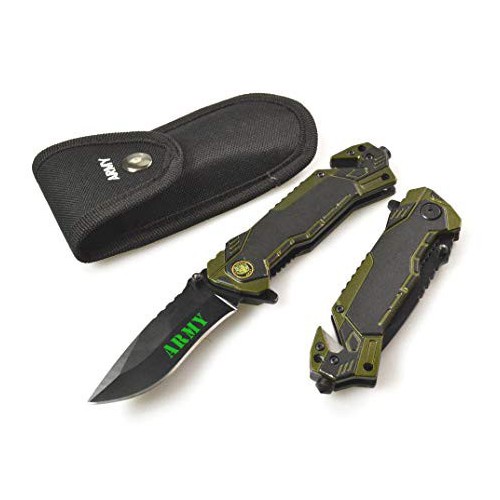 ALBAINOX COLTELLO RICHIUDIBILE ''ARMY'' CON CATENA+TARGHETTA E CUSTODIA [19436]