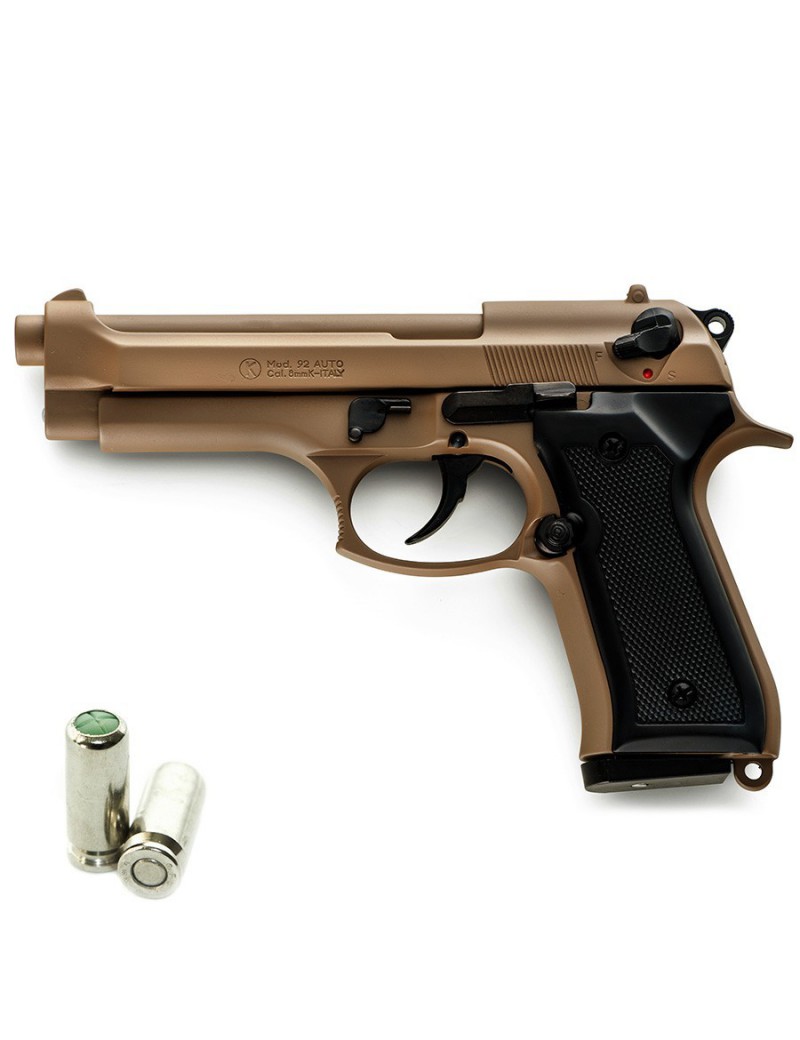 PISTOLET BLANC BERETTA 92 AUTO TAN 8 MM KIMAR [420.067]