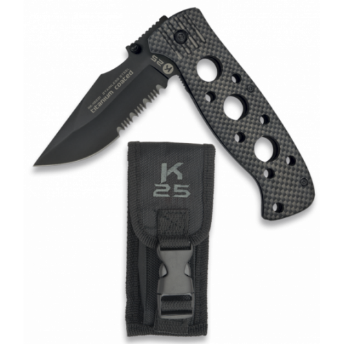 K25 COLTELLO RICHIUDIBILE SERRAMANICO LAMA 8,5 CM CON FODERO IN NYLON [19221]