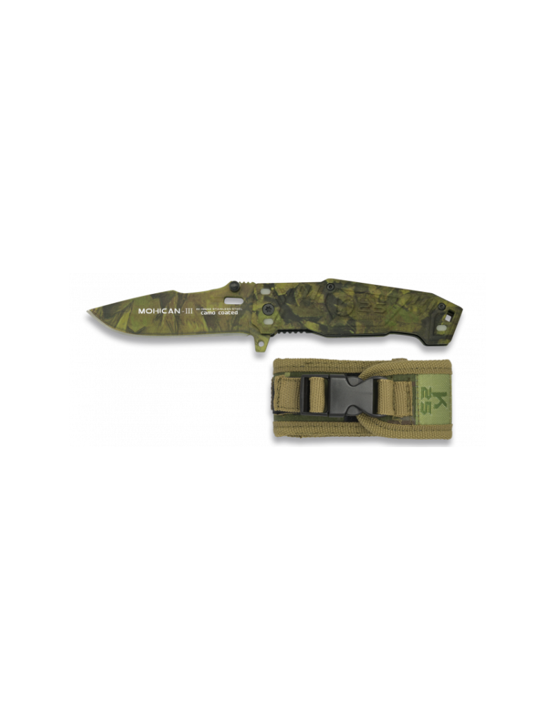 FOLDING KNIFE '' MOHICAN III '' WOODLAND K25 WITH CASE [19542]