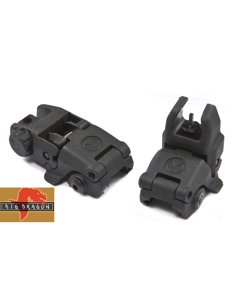 BIG DRAGON SET TACCHE DI MIRA POSTERIORE E ANTERIORE FLIP-UP BLACK [BD-3794B]