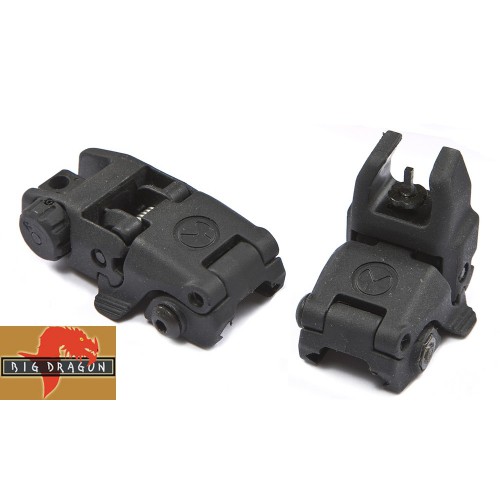 JUEGO DE MIRAS TRASERAS Y DELANTERAS ABATIBLES NEGRO BIG DRAGON [BD-3794B]