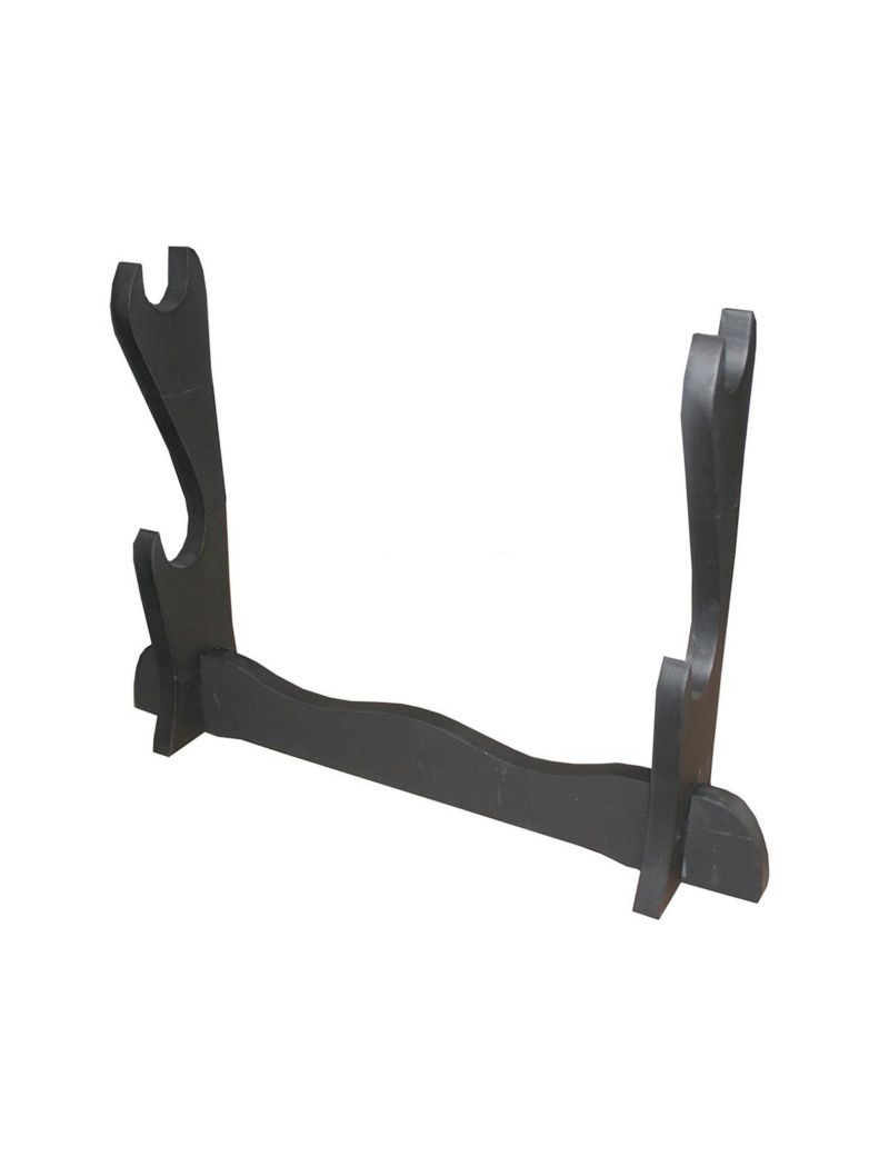 MESA EXPOSITOR DE MADERA NEGRA PARA 2 KATANAS [GS2]