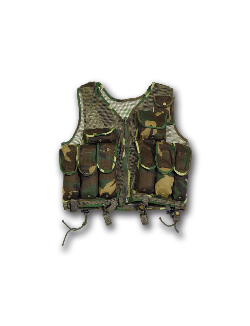 WOODLAND TACTICAL VEST WITH 10 POCKETS [M99 W]