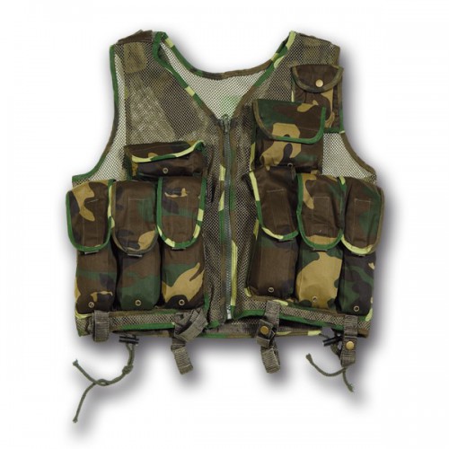 WOODLAND TACTICAL VEST WITH 10 POCKETS [M99 W]