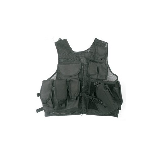 GILET TACTIQUE NOIR AVEC 10 POCHES ET ÉTUI [06557B]