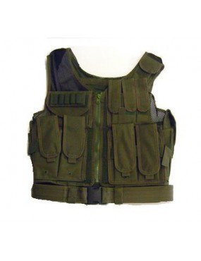 GILET TACTIQUE ROYAL PLUS VERT AVEC CEINTURE ÉTUI [RP-120V]