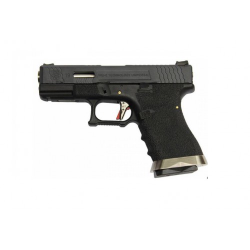 PISTOLA DE GAS WE G19 G-FORCE BLOWBACK T5 6mm NEGRO Y PLATA [7734]