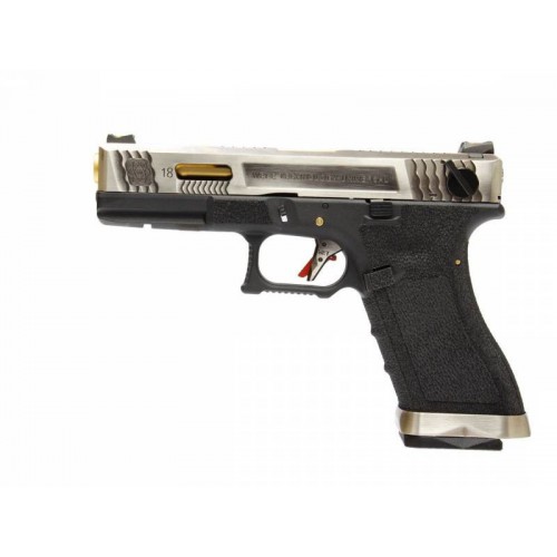 GAS PISTOL S18C G-FORCE T3 6mm BLOWBACK SILVER GOLD AND BLACK [7742]