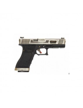 GAS PISTOL WE S17 G-FORCE T7 SILVER AND BLACK 6mm BLOWBACK [7756]