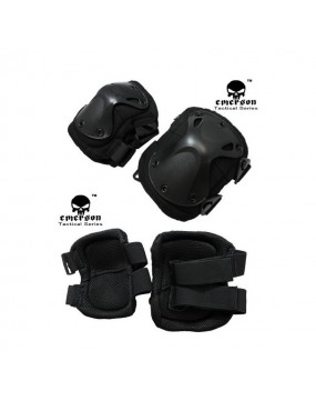 AIRSOFT KIT KNEE + ELBOW TACTICAL PAD BLACK - EMERSON [EM7051 BK]