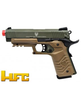 PISTOLA DE GAS HFC 1911 BLOWBACK FULL METAL VERDE - TAN [HG 171G]