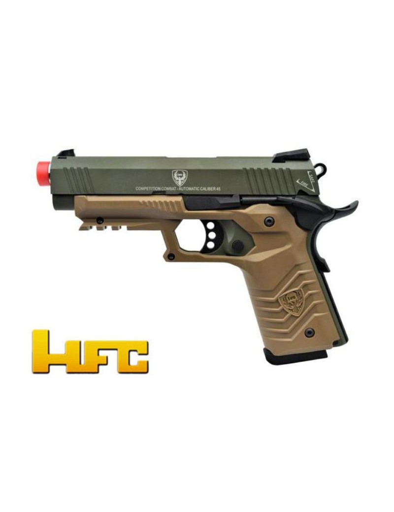 GASPISTOLE HFC 1911 BLOWBACK FULL METAL GREEN - TAN  [HG 171G]