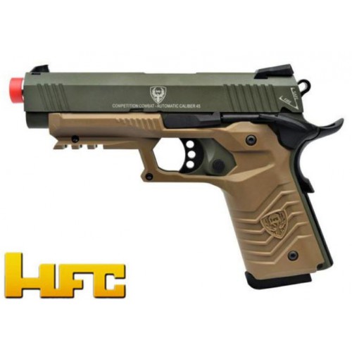 HFC PISTOLA A GAS 1911 SCARRELLANTE FULL METAL VERDE - TAN  [HG 171G]