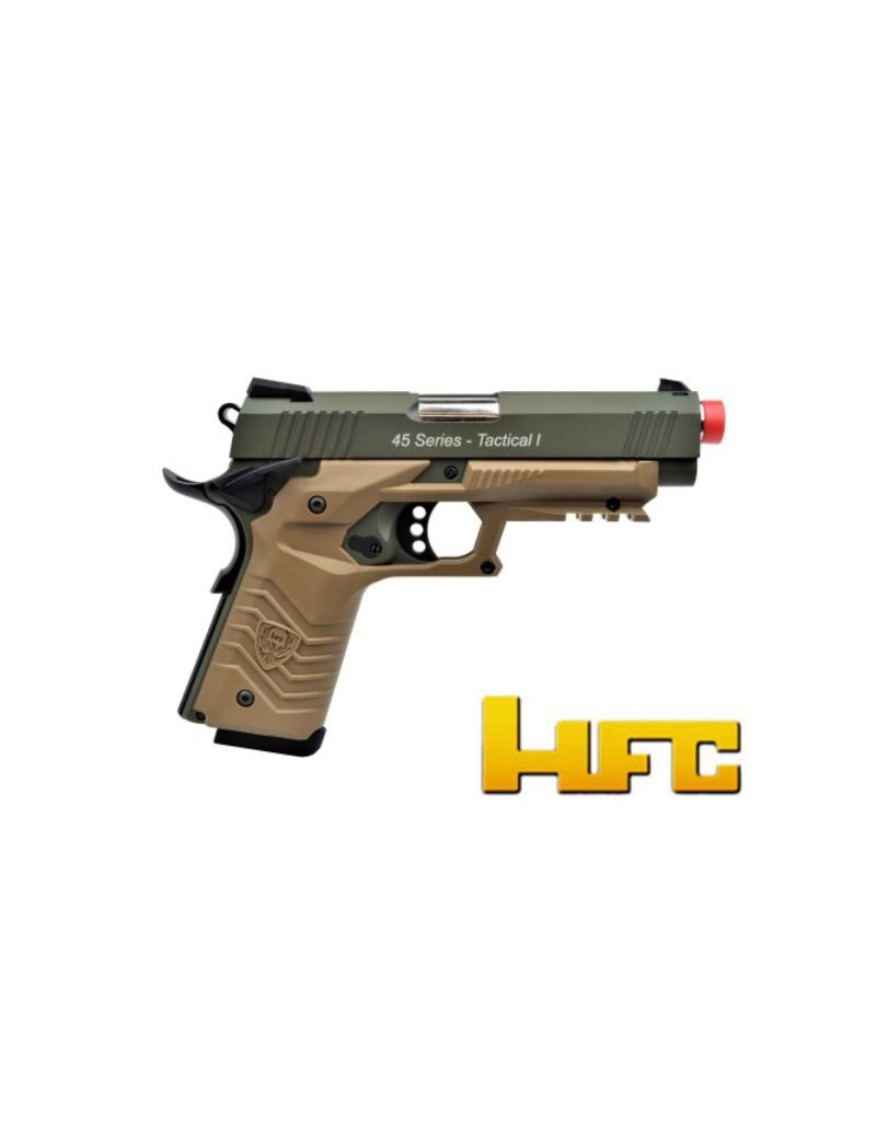 GASPISTOLE HFC 1911 BLOWBACK FULL METAL GREEN - TAN  [HG 171G]