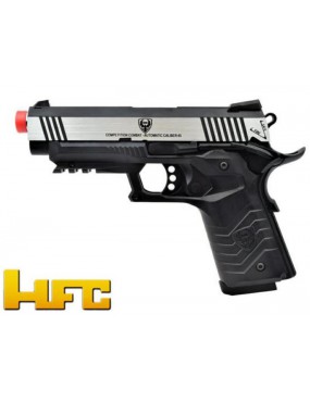 PISTOLET À GAZ HFC 1911 BLOWBACK PLEIN MÉTAL ARGENT - NOIR [HG 171S]