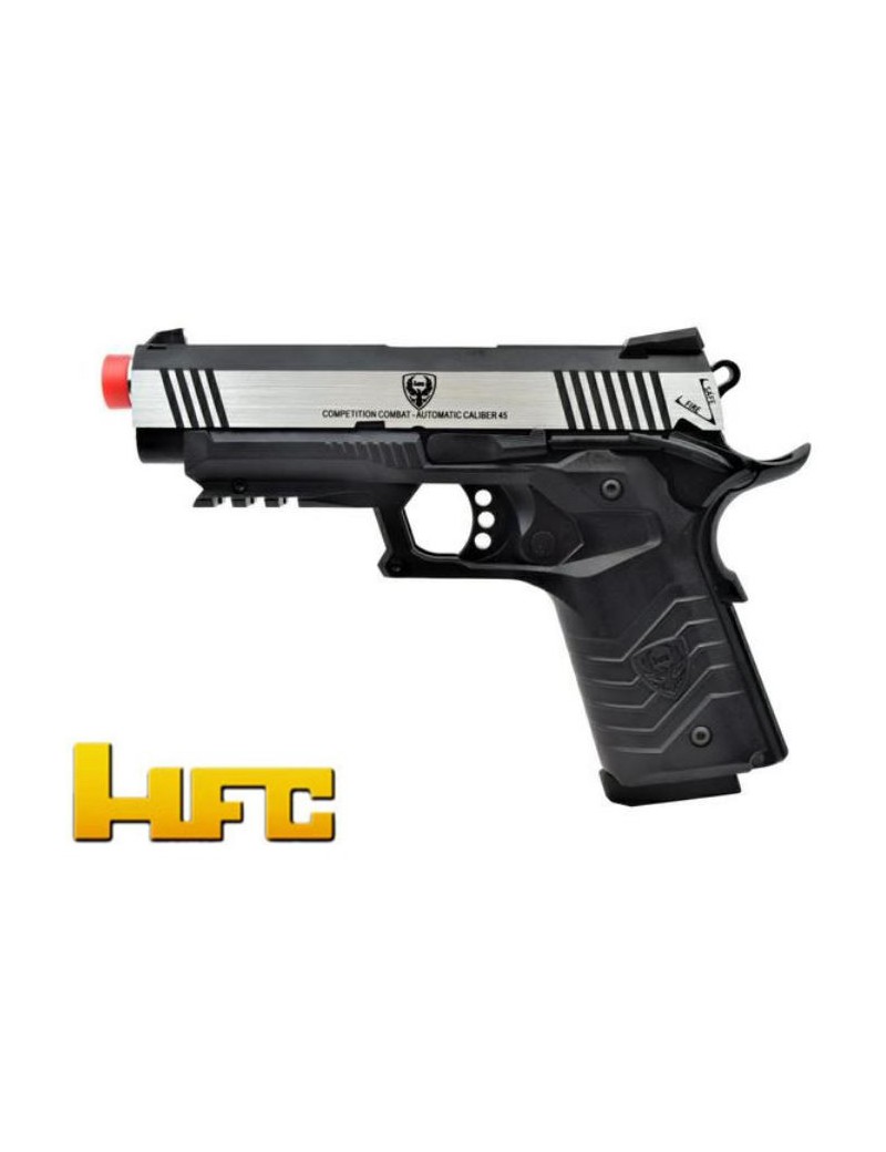 PISTOLA DE GAS HFC 1911 BLOWBACK FULL METAL PLATA - NEGRO [HG 171S]