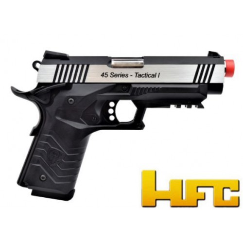 PISTOLA DE GAS HFC 1911 BLOWBACK FULL METAL PLATA - NEGRO [HG 171S]