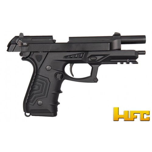 PISTOLA A GAS HFC B92SF TACTICAL GRIP SCARRELLANTE FULL METAL NERA  [HG 173B]