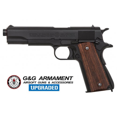 PISTOLET GAS GAS G&G GPM 1911 FULL METAL BLOWBACK NOIR - BOIS [GG-M1911]