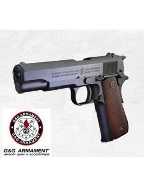 PISTOLA A GAS G&G GPM 1911 FULL METAL SCARRELLANTE NERA - LEGNO [GG-M1911] 2