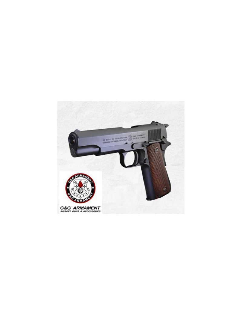PISTOLET GAS GAS G&G GPM 1911 FULL METAL BLOWBACK NOIR - BOIS [GG-M1911]