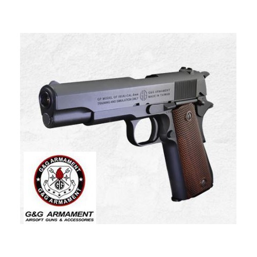 PISTOLET GAS GAS G&G GPM 1911 FULL METAL BLOWBACK NOIR - BOIS [GG-M1911]
