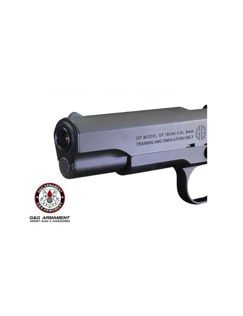 PISTOLET GAS GAS G&G GPM 1911 FULL METAL BLOWBACK NOIR - BOIS [GG-M1911]
